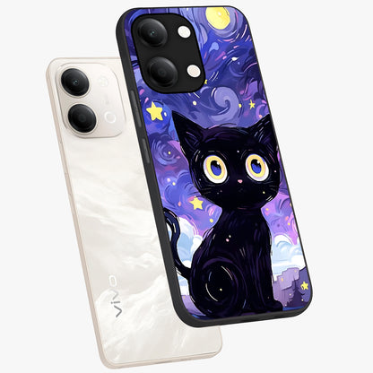 Abstract Cat Art Glass Case displayed in angled mockup highlighting modern abstract cat artwork and sleek glass surface.
