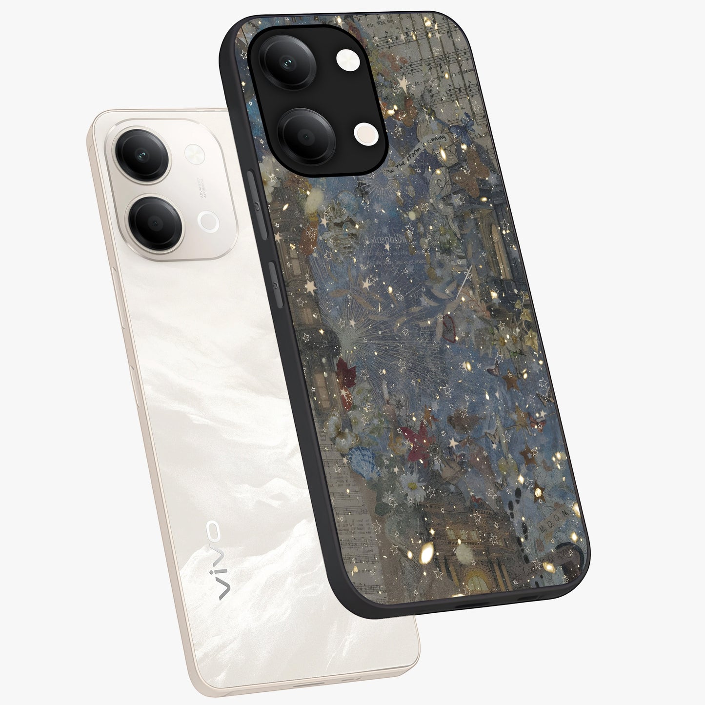 Aesthetic Astrolophia Glass Case displayed in angled mockup highlighting artistic aesthetic elements and smooth glass surface.