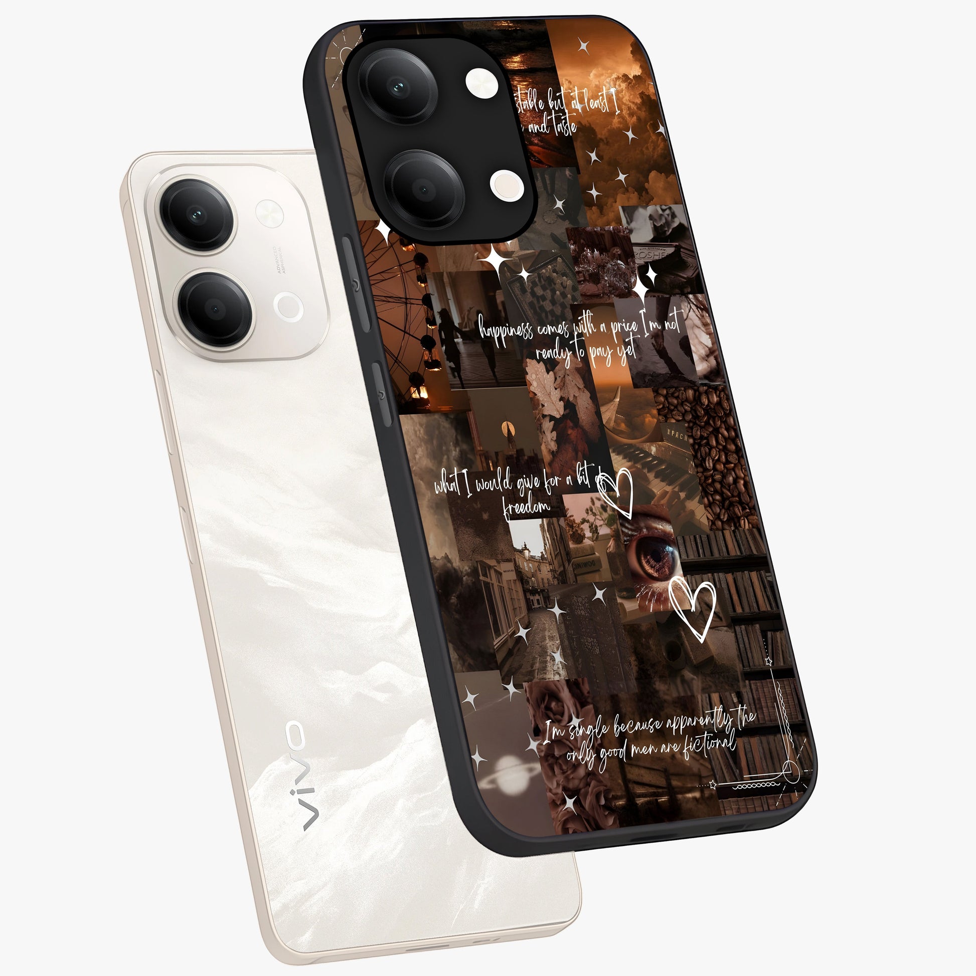 Bittersweet Aesthetic Chaos Glass Case displayed in angled mockup highlighting expressive abstract artwork and edgy aesthetic theme.