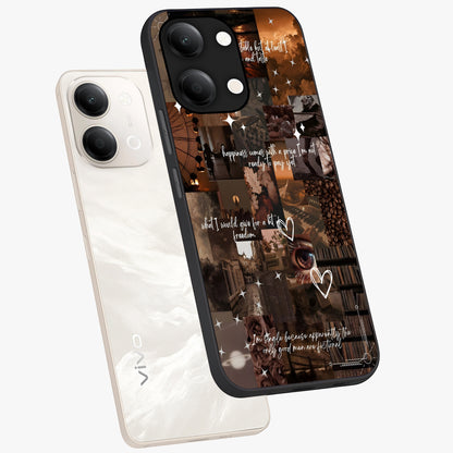 Bittersweet Aesthetic Chaos Glass Case displayed in angled mockup highlighting expressive abstract artwork and edgy aesthetic theme.