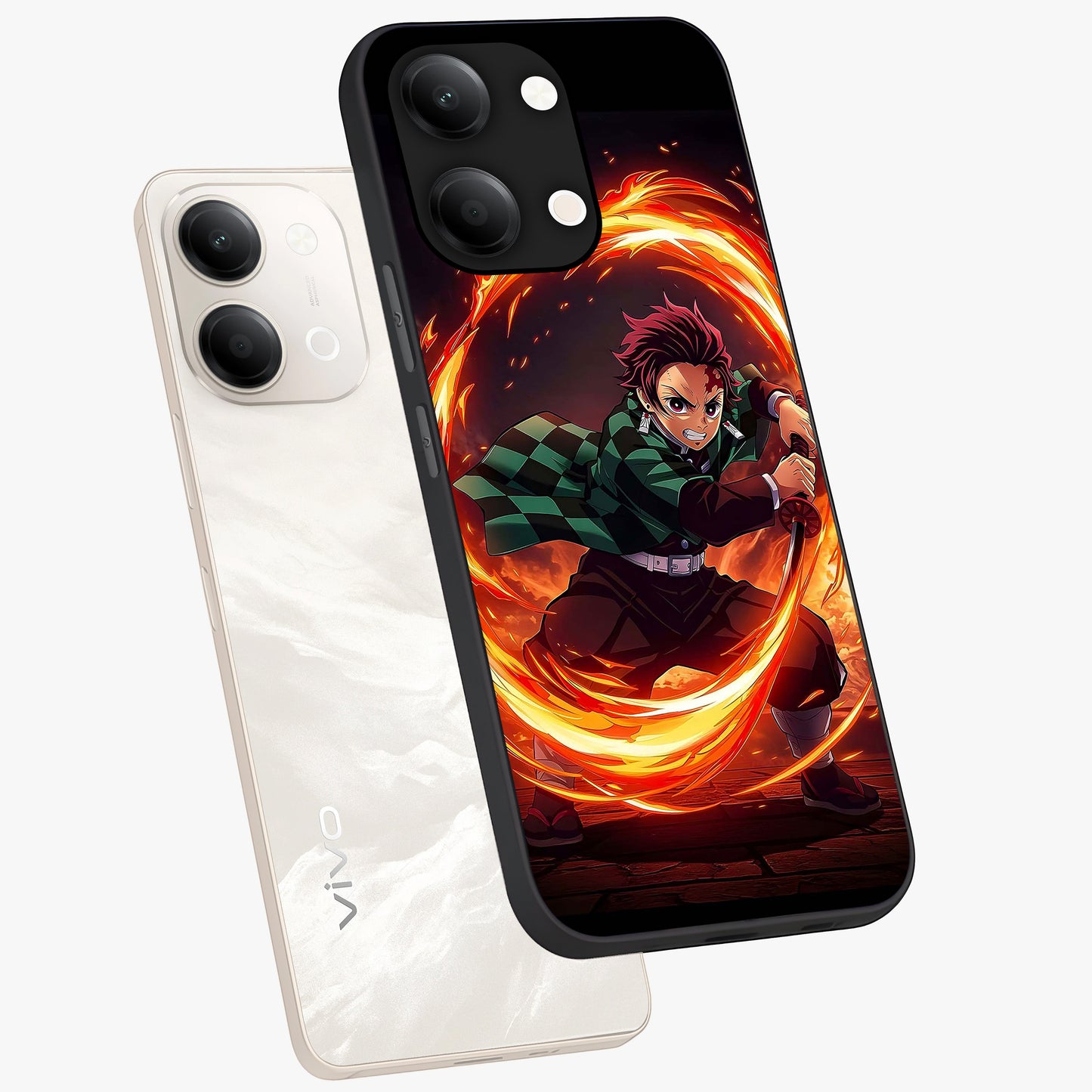 Blazing Sword Resolve Glass Case displayed in angled mockup highlighting powerful sword illustration and bold fantasy theme.