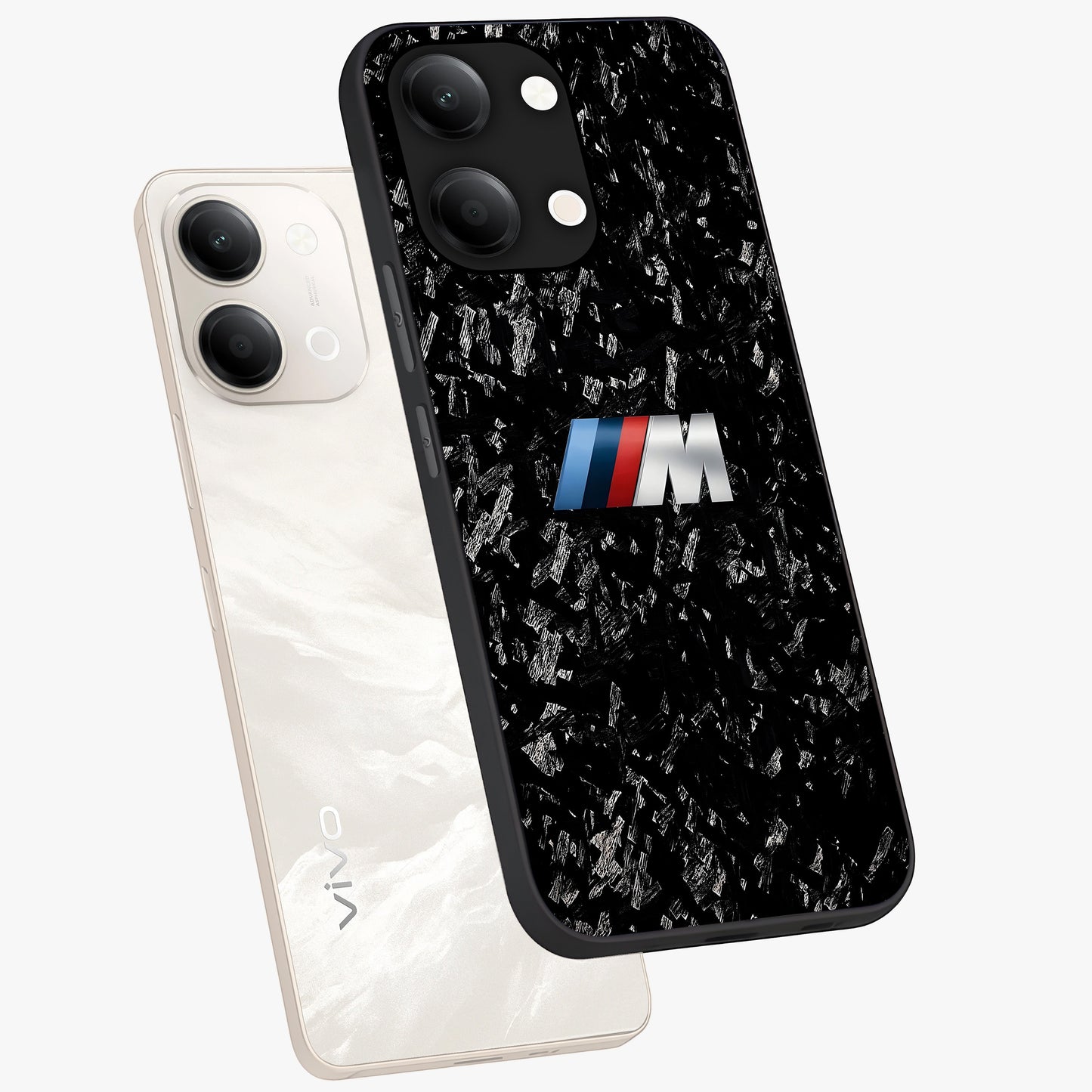 Carbon Speed Mark Glass Case displayed in angled mockup highlighting racing inspired carbon design and sleek aesthetic style.