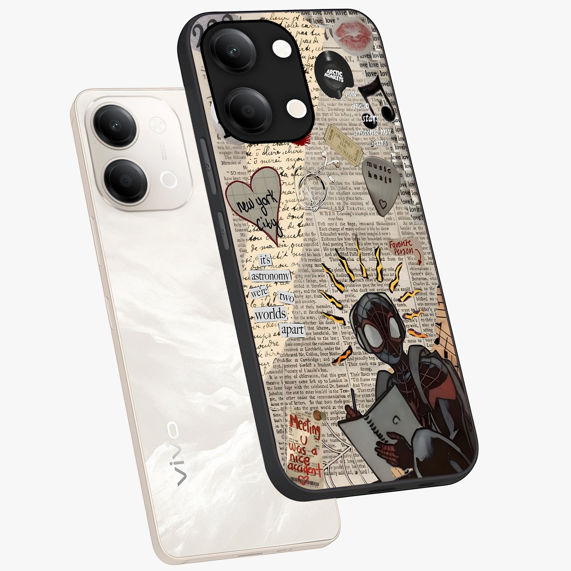 City Dream Sketch Glass Case displayed in angled mockup highlighting minimal city illustration with aesthetic sketch style.