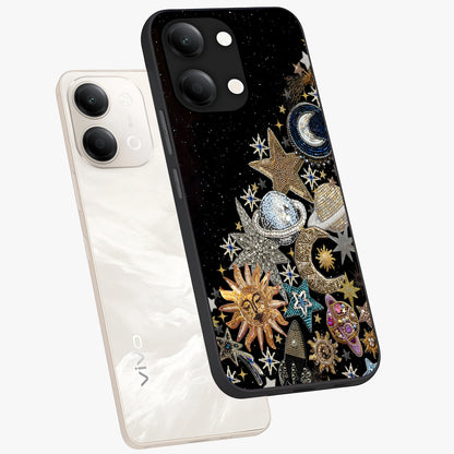 Cosmic Sparkle Dreams Glass Case displayed in angled mockup highlighting dreamy star sparkle design with celestial aesthetic.