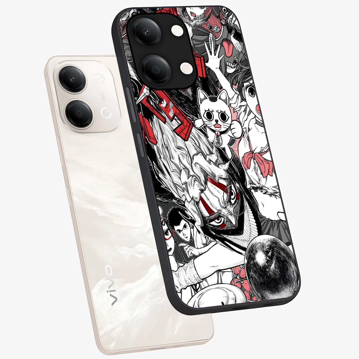 Crimson Chaos Panel Glass Case displayed in angled mockup highlighting chaotic panel style design with modern graphic theme.