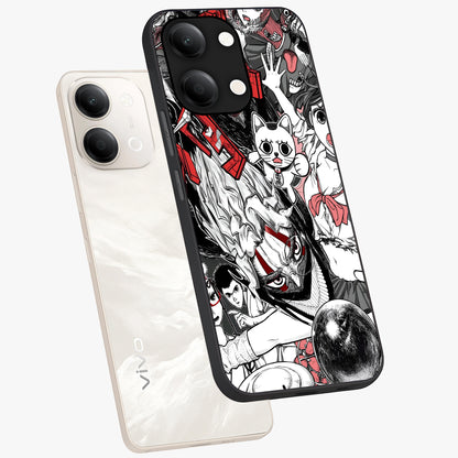 Crimson Chaos Panel Glass Case displayed in angled mockup highlighting chaotic panel style design with modern graphic theme.