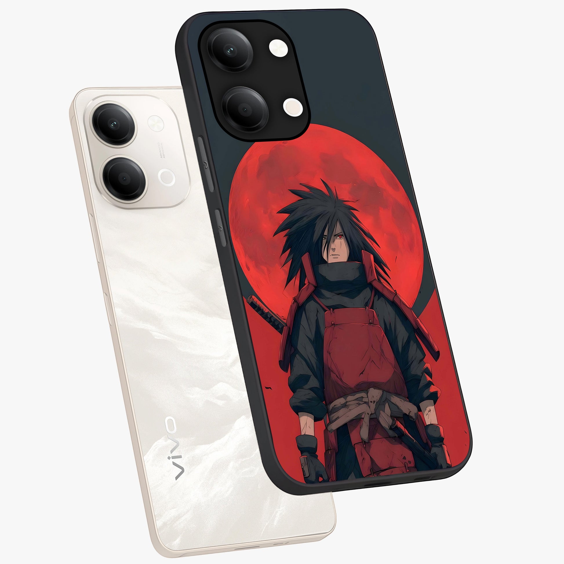 Crimson Moon Warlord Glass Case displayed in angled mockup highlighting dramatic crimson moon design with fantasy aesthetic.