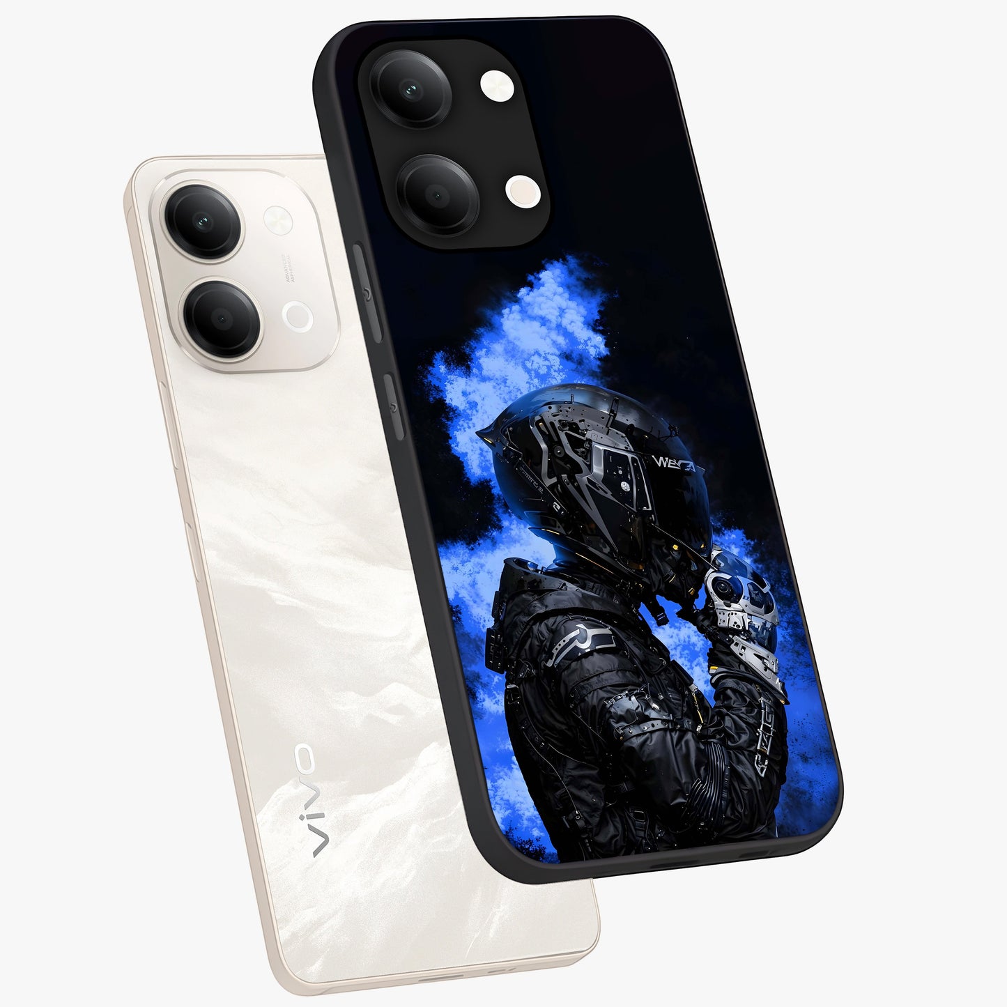 Cyber Sentinel Protocol Glass Case displayed in angled mockup highlighting digital cyber design with sci-fi aesthetic style.