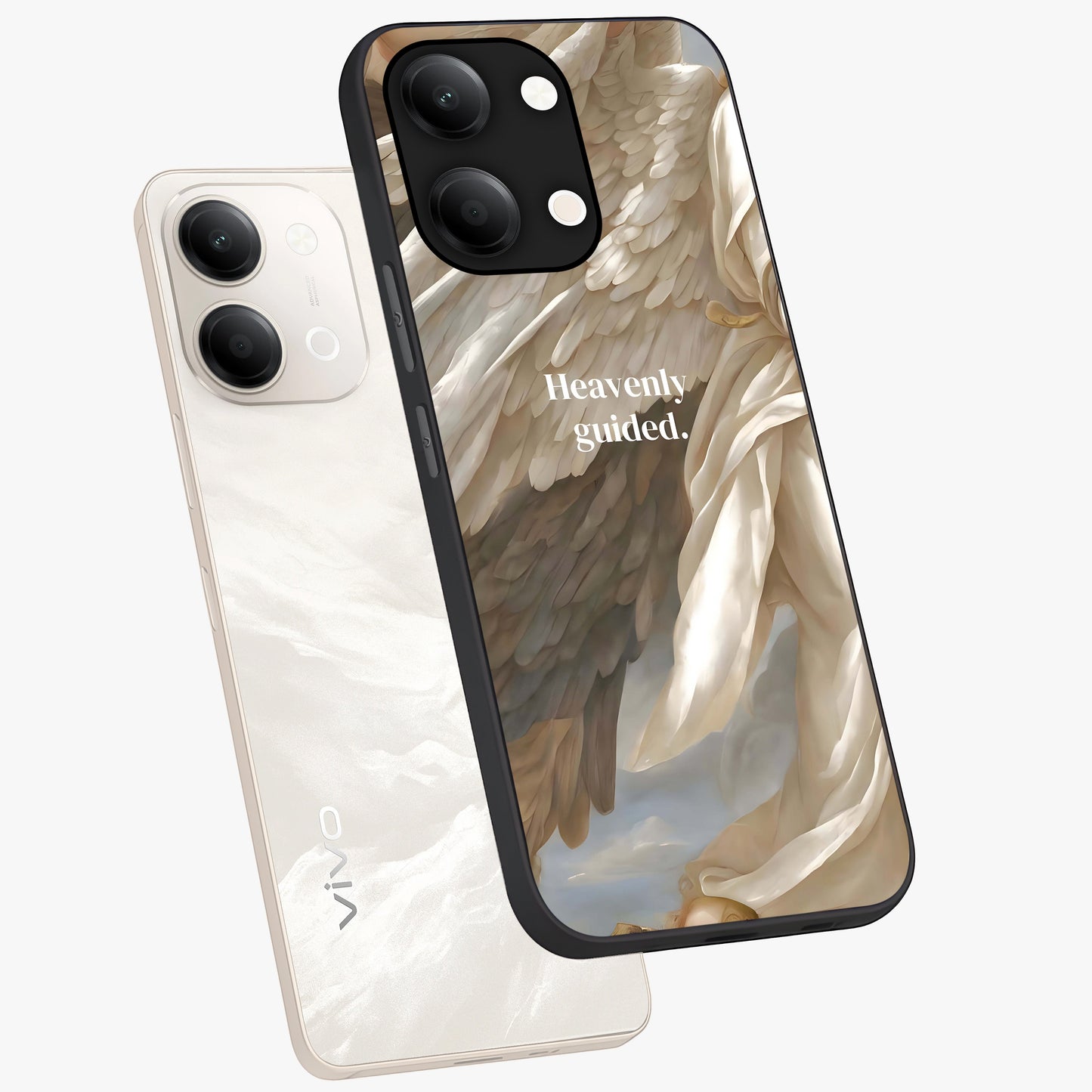 Divine Winged Grace Glass Case displayed in angled mockup highlighting graceful wing design with divine aesthetic style.