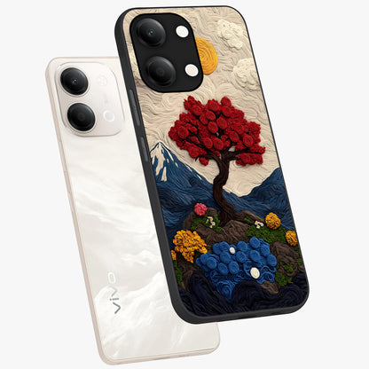 Eternal Nature Tapestry Glass Case displayed in angled mockup highlighting detailed botanical pattern with artistic aesthetic.