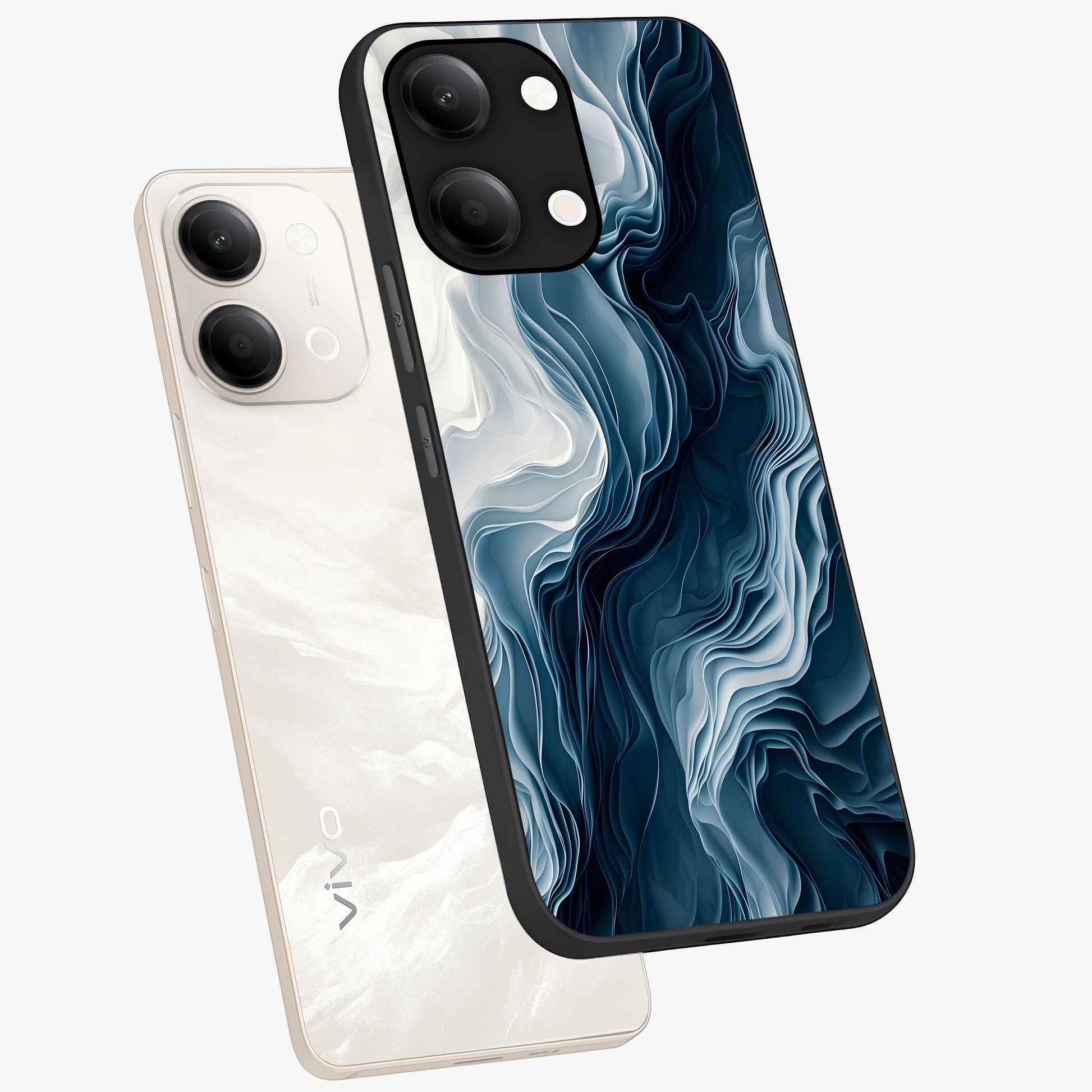 Ethereal Paper Marble Glass Case displayed in angled mockup highlighting elegant marble pattern with modern aesthetic style.