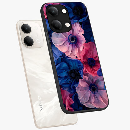 Flower Paper Art Pattern Glass Case displayed in angled mockup highlighting layered paper flower design with artistic aesthetic.