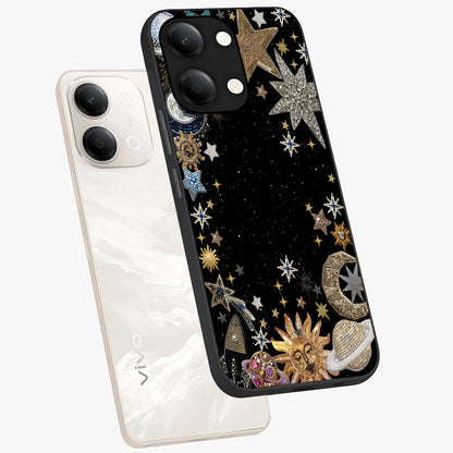 Galactic Jewel Stars Glass Case displayed in angled mockup highlighting shining celestial star design with cosmic aesthetic style.