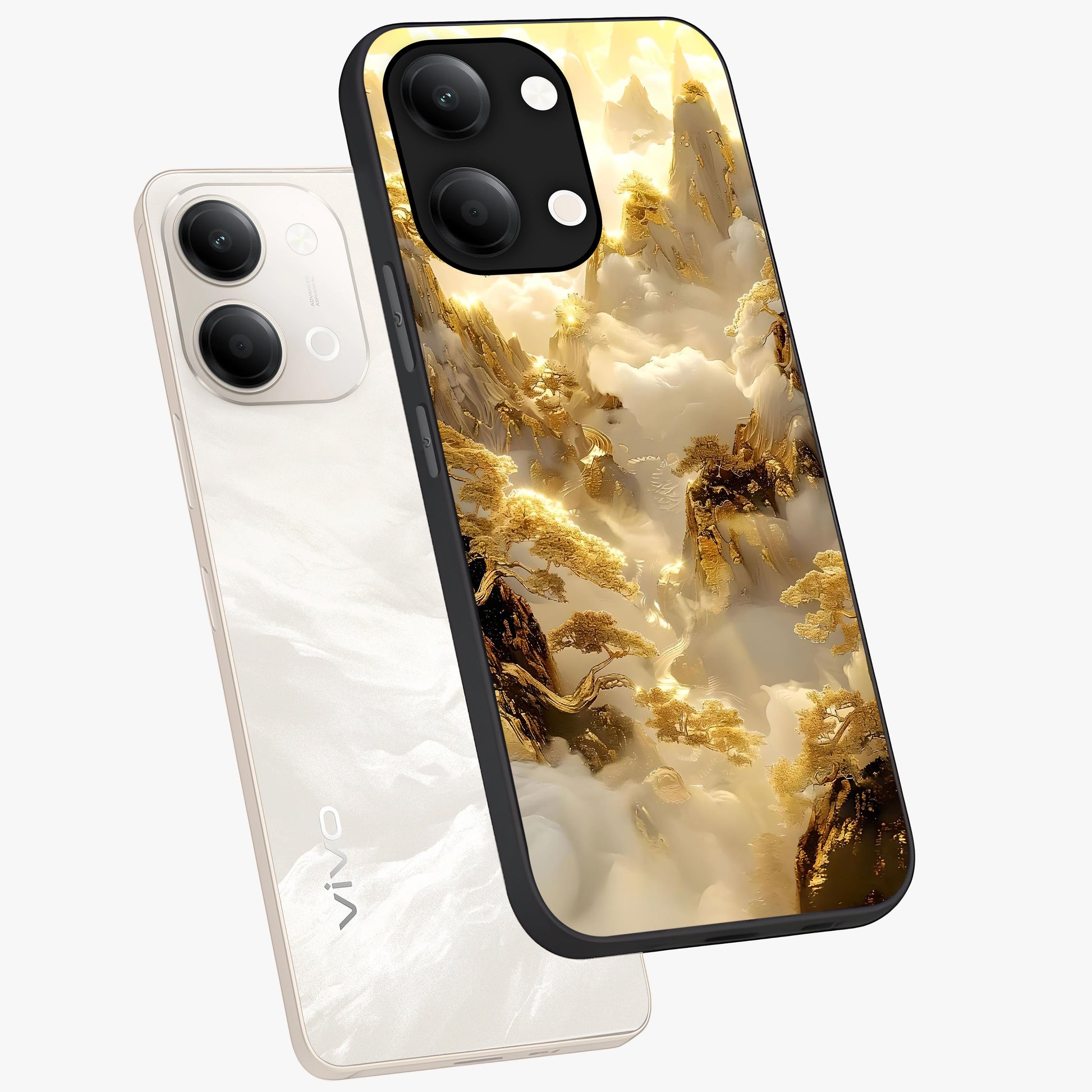 Gates Of Illumination Glass Case displayed in angled mockup highlighting radiant portal inspired design with fantasy aesthetic.