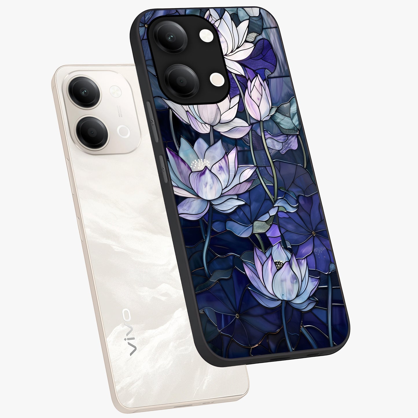 Gloss Petal Rush Glass Case displayed in angled mockup highlighting vibrant petal design with elegant floral aesthetic.