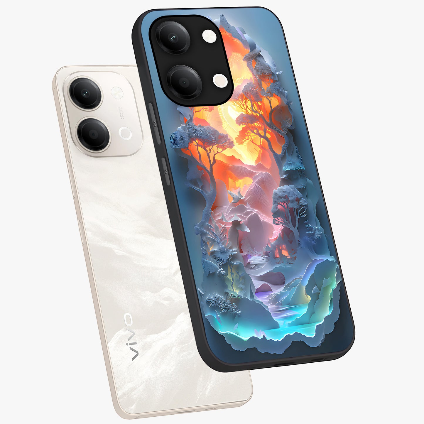 Glow Forest Portal Glass Case displayed in angled mockup highlighting mystical forest design with magical glowing aesthetic.