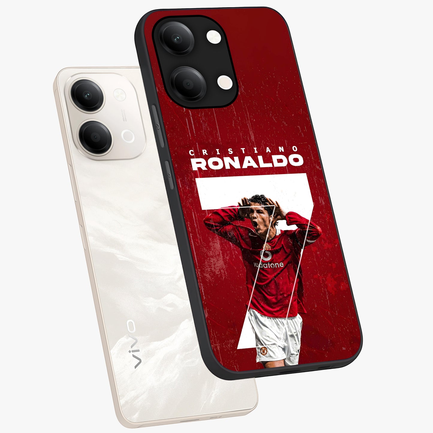 Goal Celebration Legacy Glass Case displayed in angled mockup highlighting energetic sports celebration design with bold athletic theme.