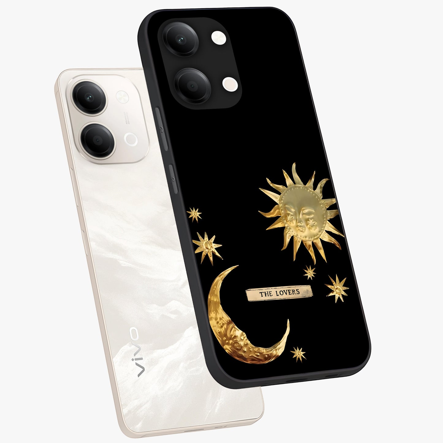 Gold Sun Blush Glass Case displayed in angled mockup highlighting radiant sun design with warm golden aesthetic.