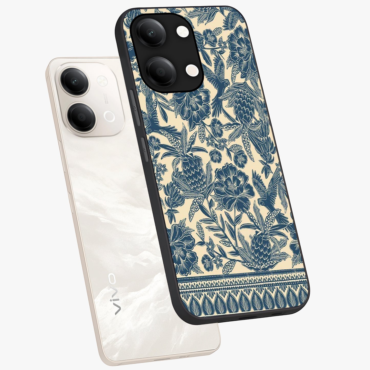 Heirloom Wild Bloom Glass Case displayed in angled mockup highlighting botanical bloom design with classic aesthetic style.