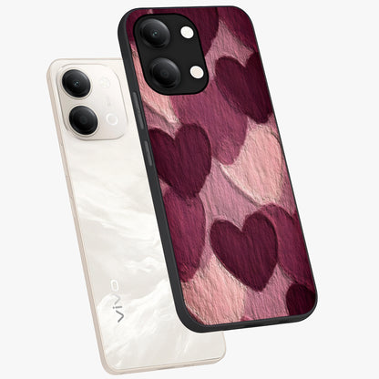 Layered Paper Hearts Glass Case displayed in angled mockup highlighting creative paper craft heart design with romantic aesthetic.