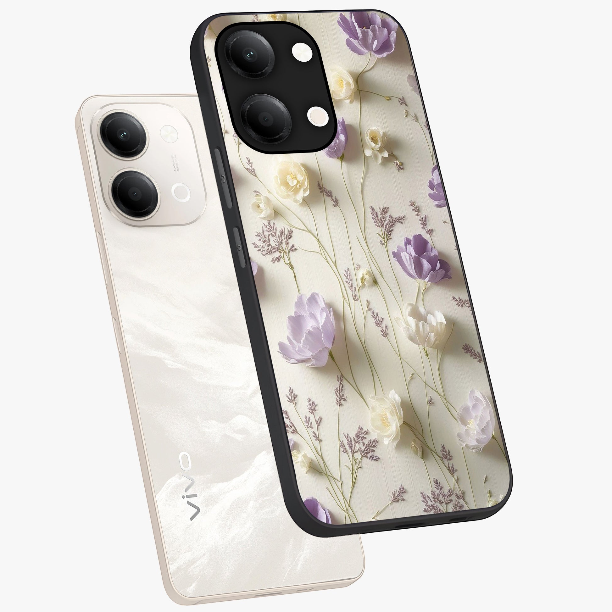 Lilac Breeze Harmony Glass Case displayed in angled mockup highlighting calm lilac breeze design with soothing aesthetic style.