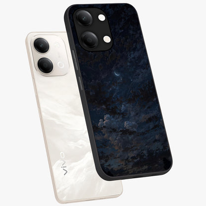 Lunar Veil Silence Glass Case displayed in angled mockup highlighting soft lunar design with peaceful celestial aesthetic.
