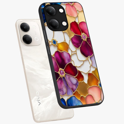 Marble Flower Pattern Glass Case displayed in angled mockup highlighting elegant marble floral design with modern aesthetic.