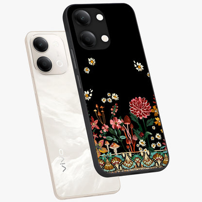Midnight Bloom Pattern Glass Case displayed in angled mockup highlighting elegant flower design with midnight aesthetic style.