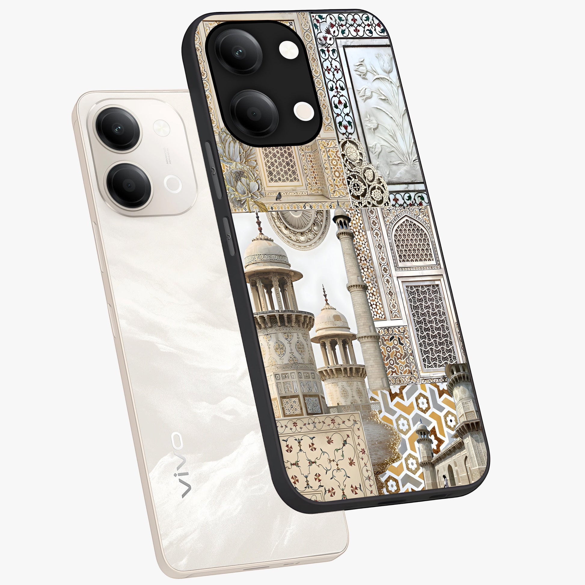 Mughal Marble Legacy Glass Case displayed in angled mockup highlighting elegant heritage marble artwork with royal aesthetic.