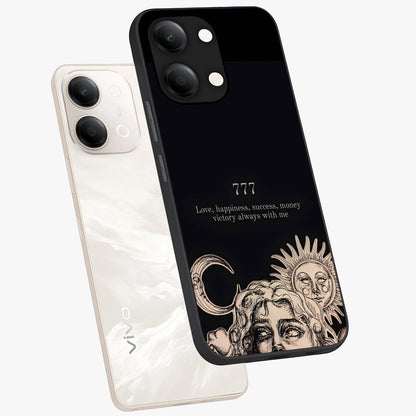 Mystic Victory Aura Glass Case displayed in angled mockup highlighting energetic aura design with bold mystical aesthetic.