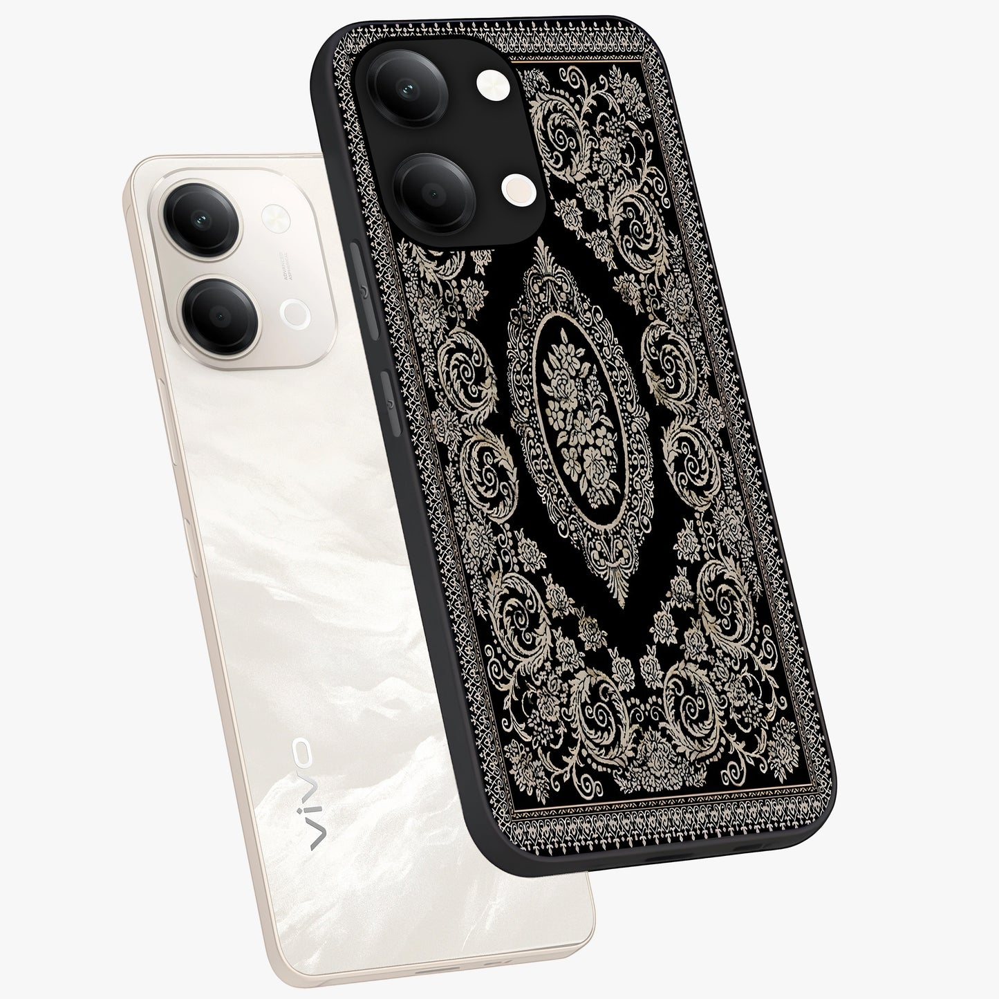 Noir Bloom Elegance Glass Case displayed in angled mockup highlighting refined flower design with stylish noir aesthetic.