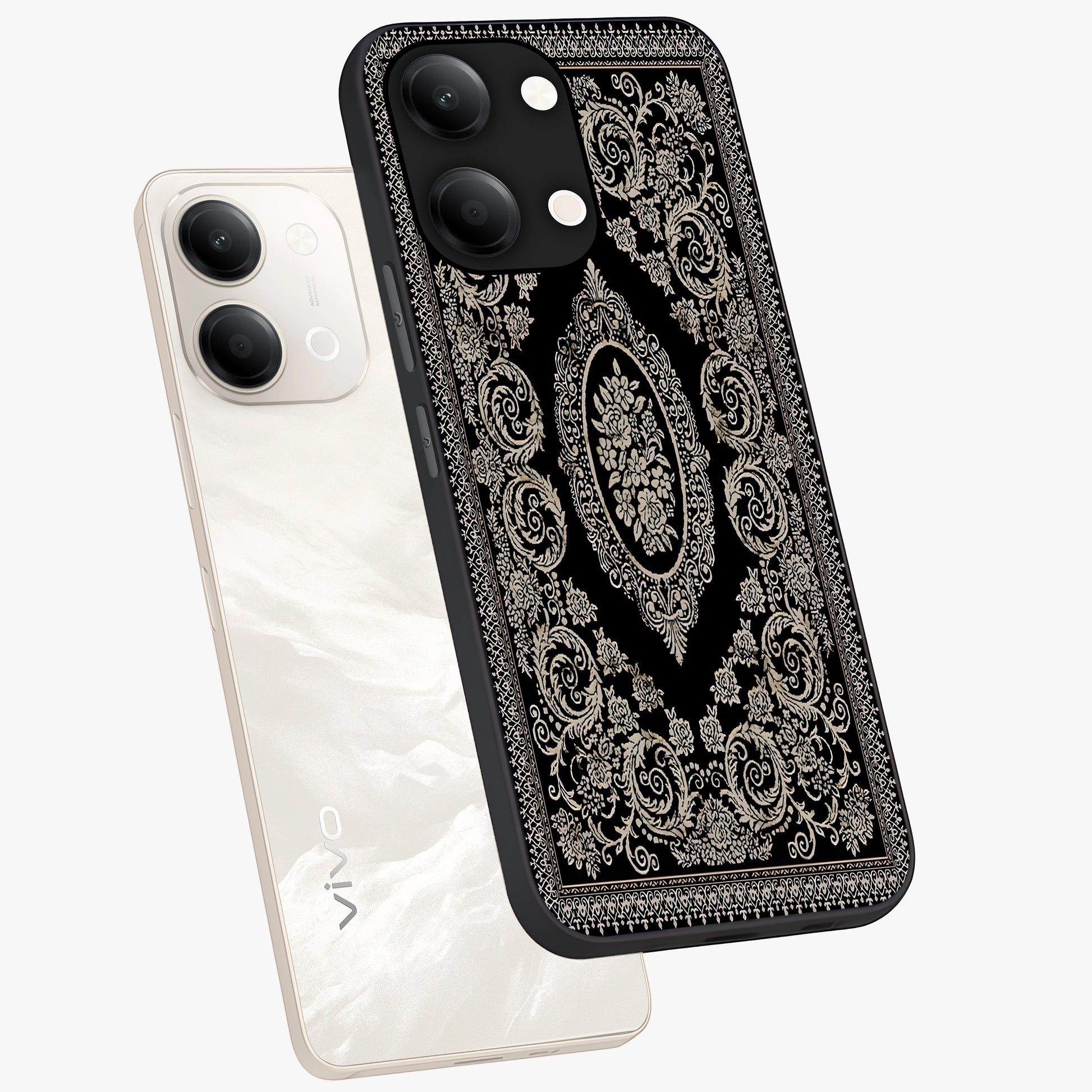 Noir Bloom Elegance Glass Case displayed in angled mockup highlighting refined flower design with stylish noir aesthetic.
