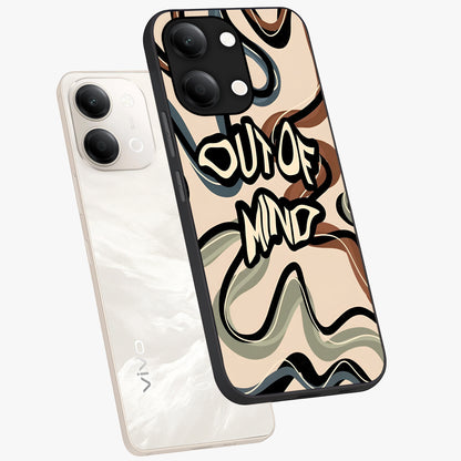Out Of Mind Glass Case displayed in angled mockup highlighting bold statement design with modern artistic aesthetic.