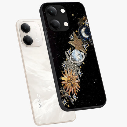 Pearls Universe Object Glass Case displayed in angled mockup highlighting celestial pearl design with dreamy aesthetic.