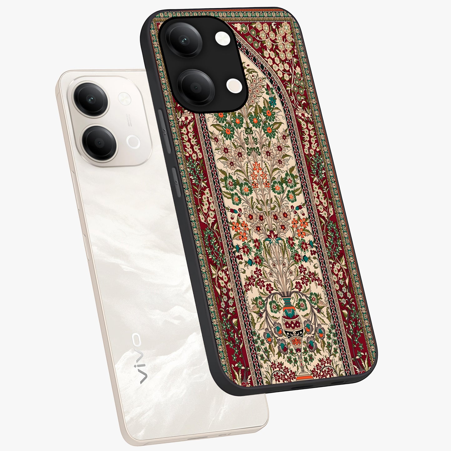 Persian Inspired Glass Case displayed in angled mockup highlighting intricate traditional design with elegant cultural aesthetic.