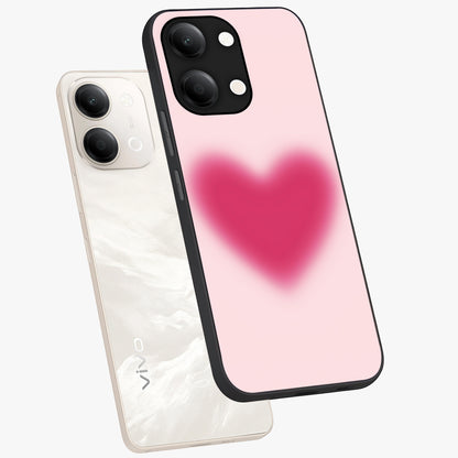 Pink Aura Heart Glass Case displayed in angled mockup highlighting vibrant pink heart design with dreamy aura aesthetic.