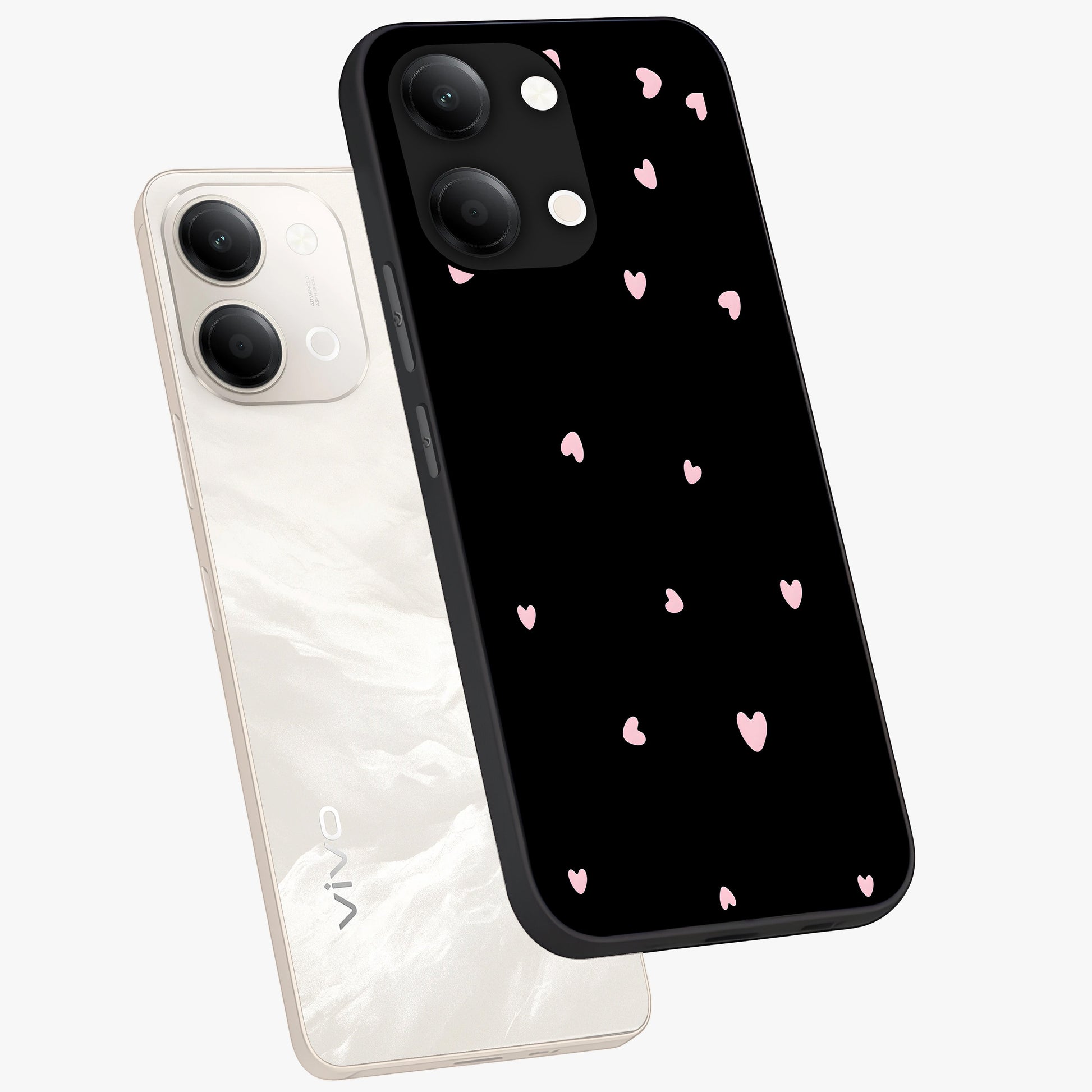 Pink Love Drops Glass Case displayed in angled mockup highlighting cute love drop design with vibrant pink aesthetic.