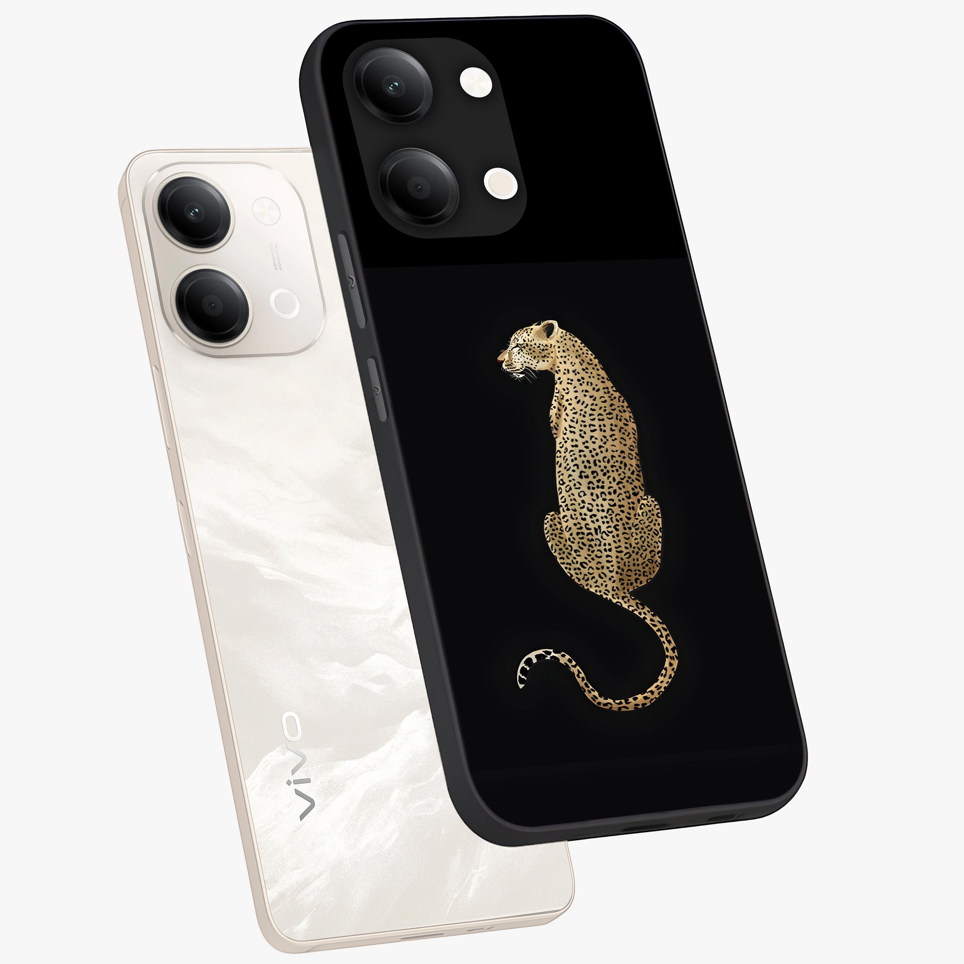 Regal Leopard Glass Case displayed in angled mockup highlighting powerful animal illustration with stylish wild aesthetic.