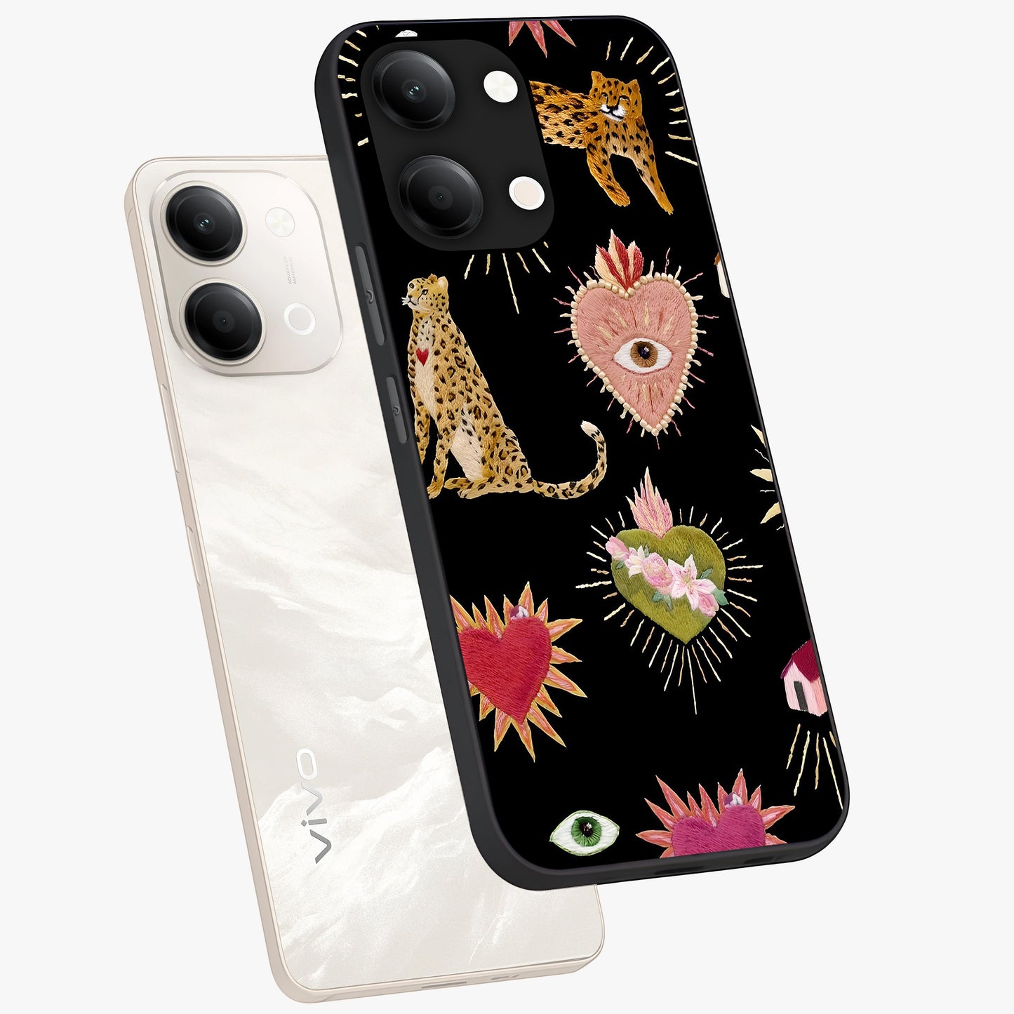 Sacred Jungle Heart Glass Case displayed in angled mockup highlighting lush tropical design with natural aesthetic style.