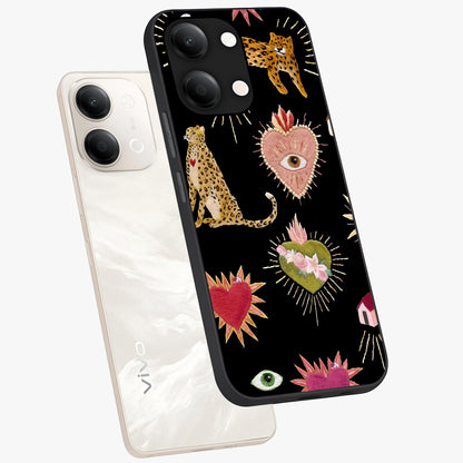 Sacred Jungle Heart Glass Case displayed in angled mockup highlighting lush tropical design with natural aesthetic style.