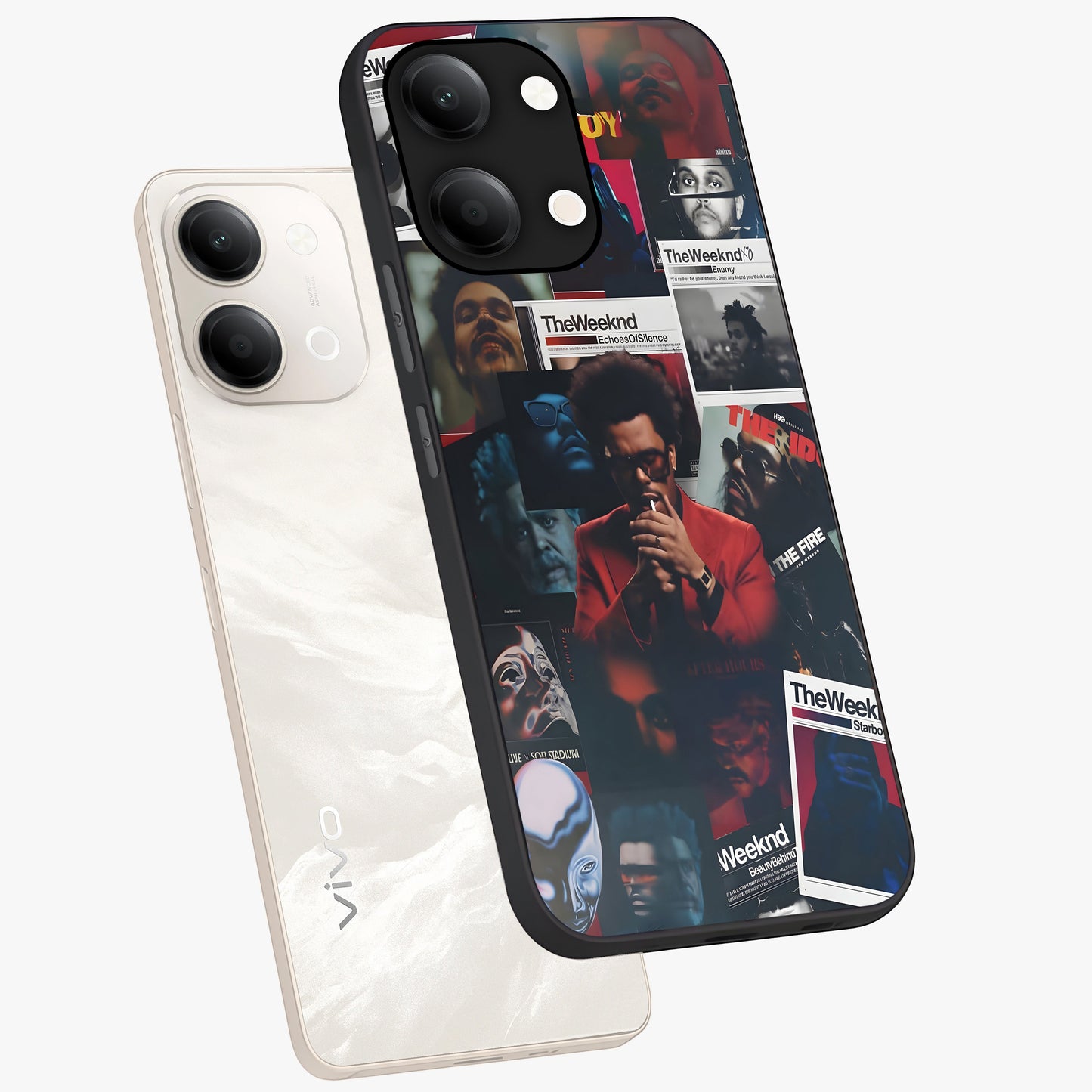 The Weeknd Glass Case displayed in angled mockup highlighting stylish pop culture inspired design with modern aesthetic.
