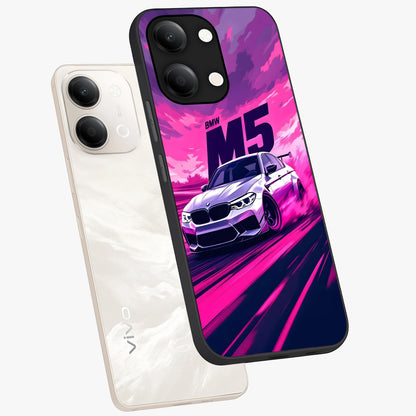 Velocity Drift Pulse Glass Case displayed in angled mockup highlighting dynamic drift design with sporty automotive aesthetic.