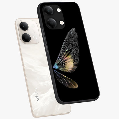 Whispers Of Wings Glass Case displayed in angled mockup highlighting soft feather design with celestial aesthetic style.