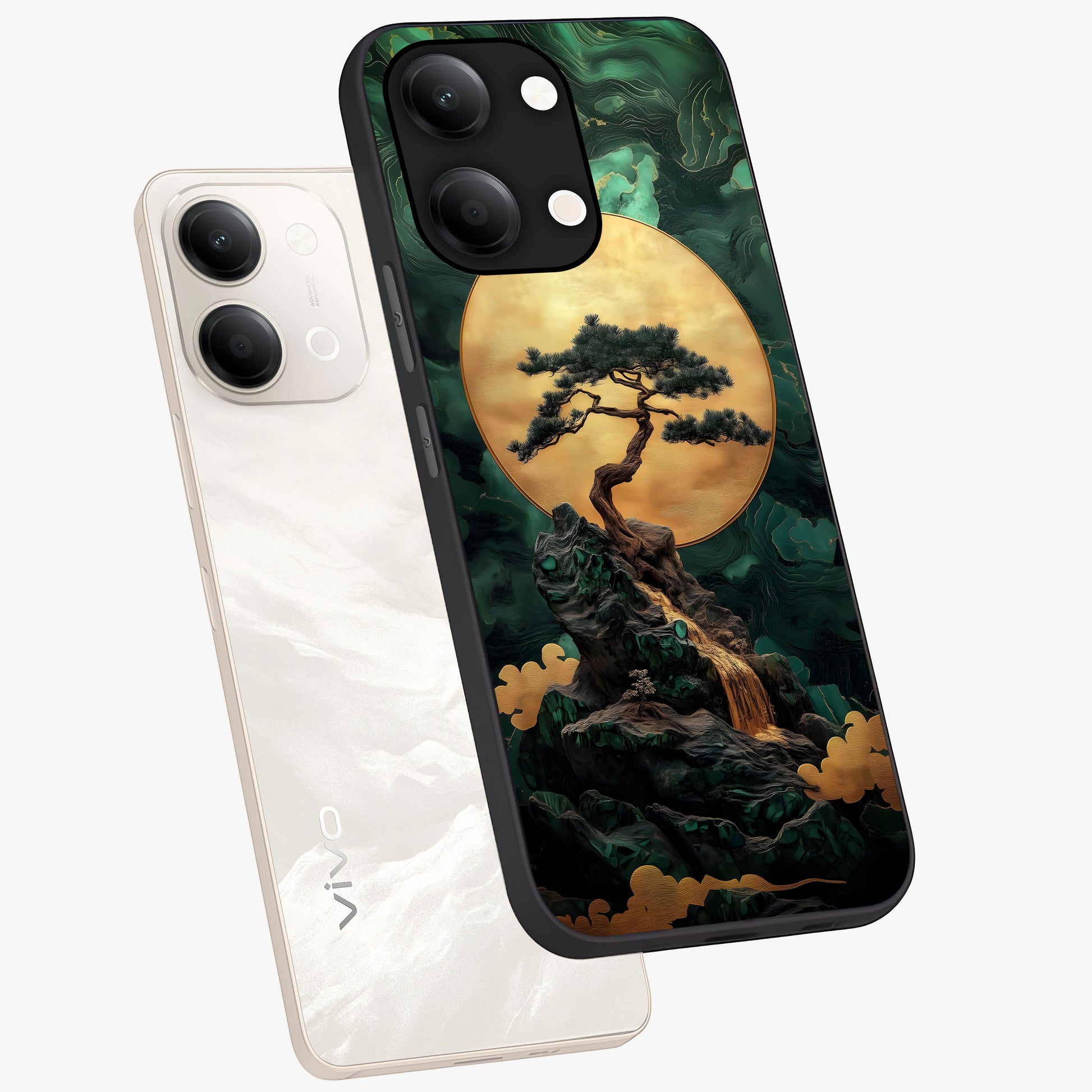 Zen Moon Rise Glass Case displayed in angled mockup highlighting peaceful lunar design with zen aesthetic style.