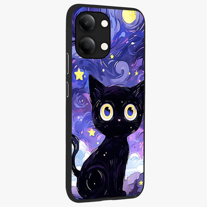 Abstract Cat Art Glass Case upright view showcasing creative feline illustration and aesthetic artistic style.