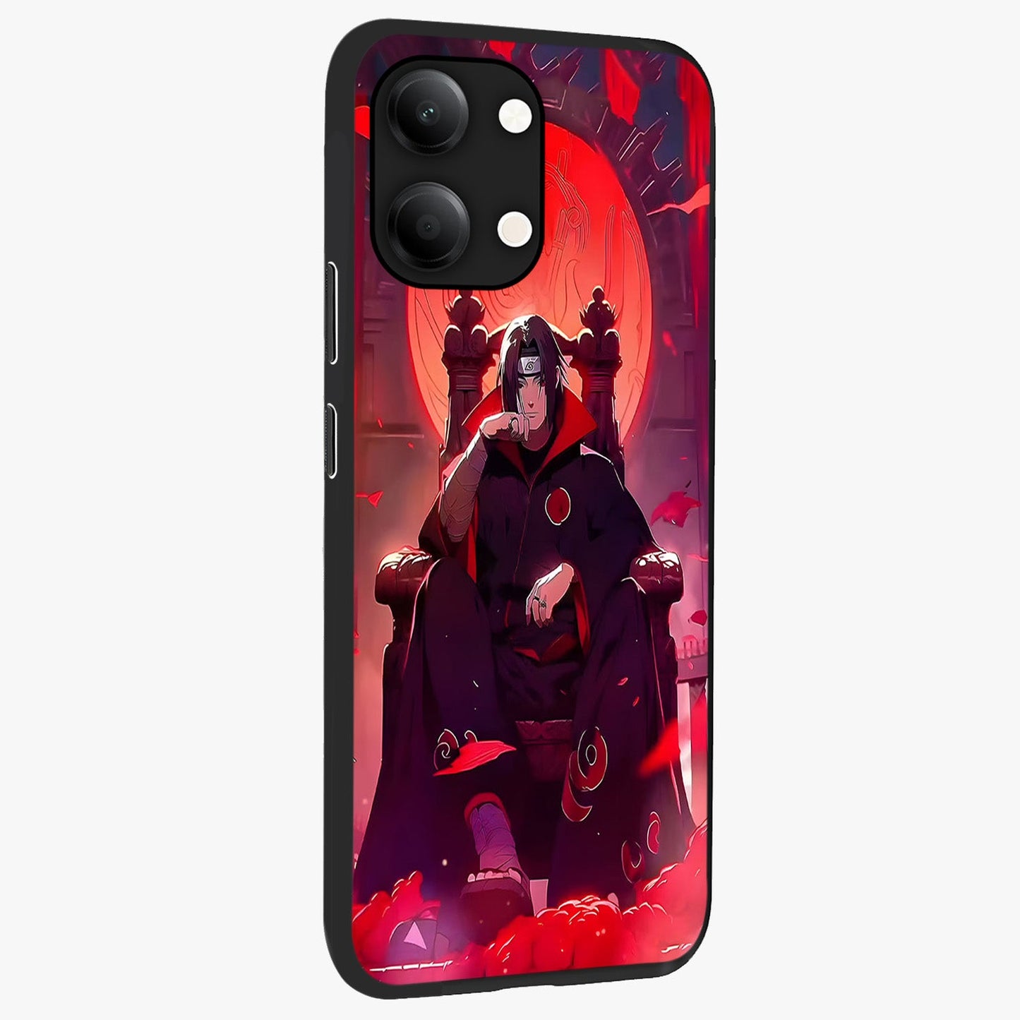 Blood Moon Sovereign Glass Case upright view showcasing powerful moon inspired artwork with cosmic aesthetic style.