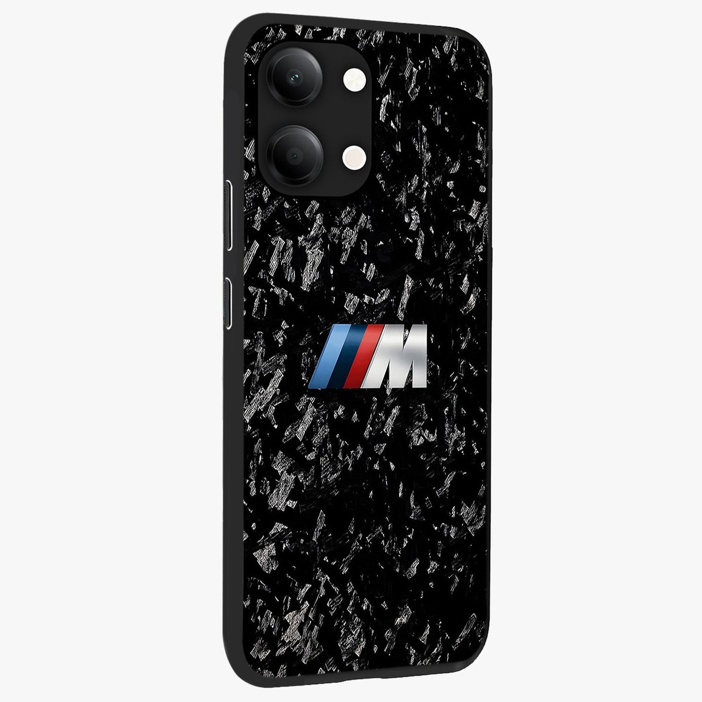 Carbon Speed Mark Glass Case upright view showcasing modern carbon speed graphic with bold automotive theme.