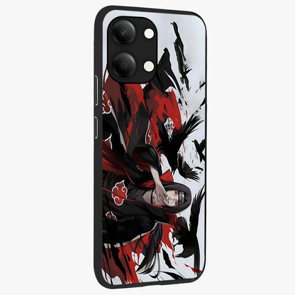 Crimson Crow Illusion Glass Case upright view showcasing striking crow illusion artwork with intense crimson theme.