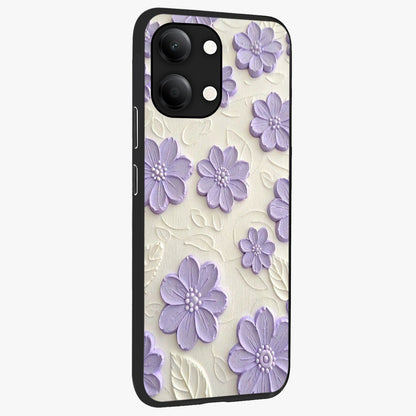 Floral Wall Art With Purple Flowers Glass Case upright view showcasing elegant purple flower artwork with decorative floral theme.
