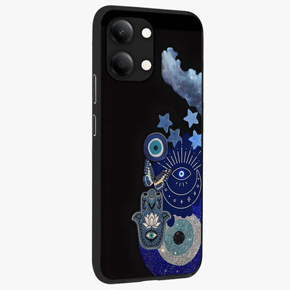 Galactic Charm Cluster Glass Case upright view showcasing glowing cosmic charm artwork with magical celestial style.